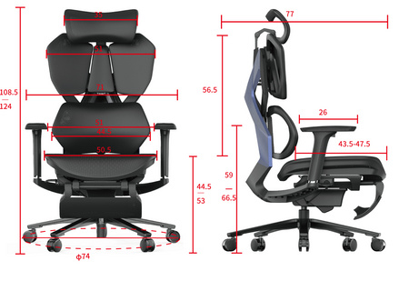 Fotel ergonomiczny gamingowy Angel Furia PRO z podnóżkiem