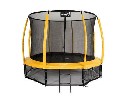 Trampolina Ogrodowa Jumpi 374cm/12FT Maxy Comfort Plus Żółta Z Wewnętrzną Siatką