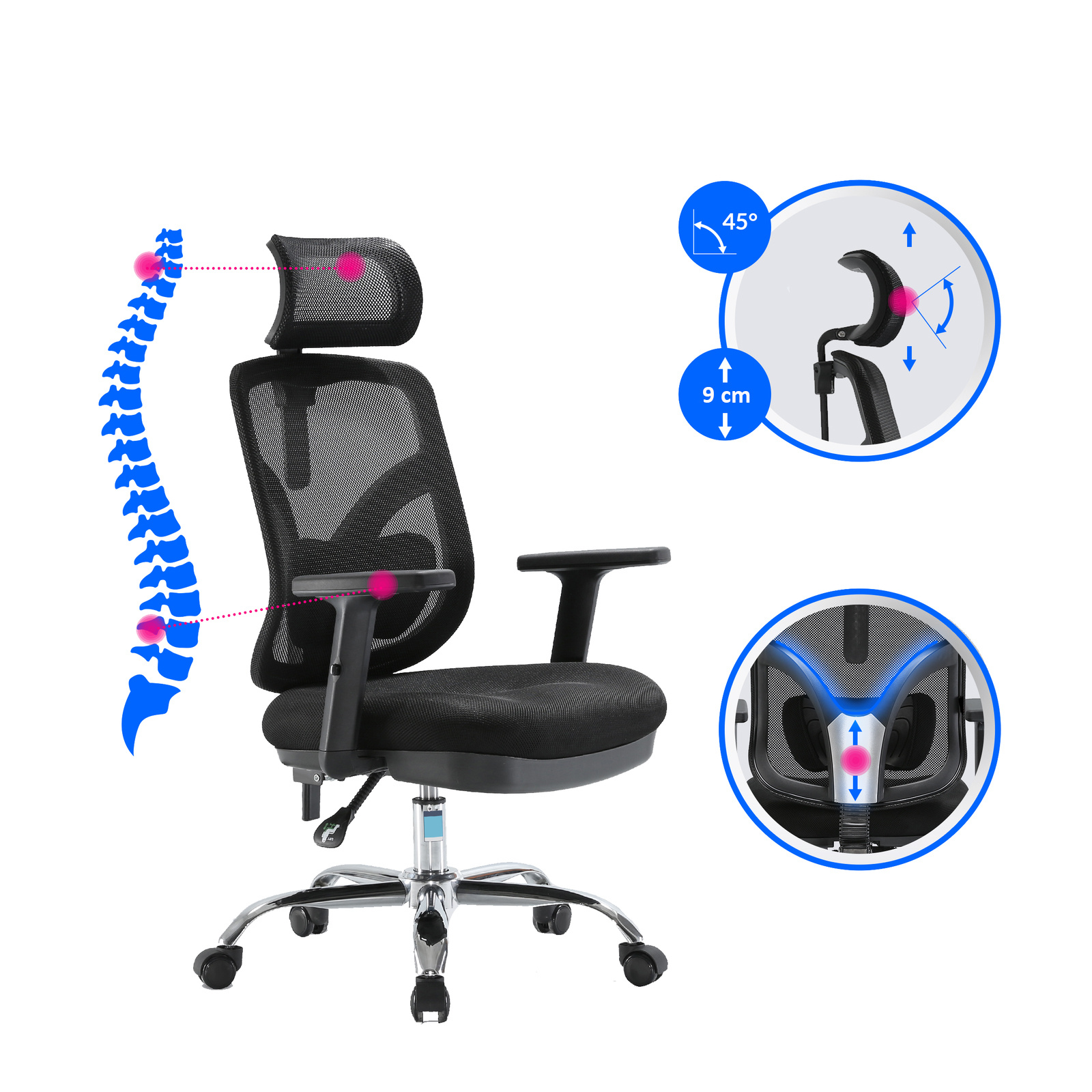 ANGEL Jokasta - regulowany zagłówek i komfort karku