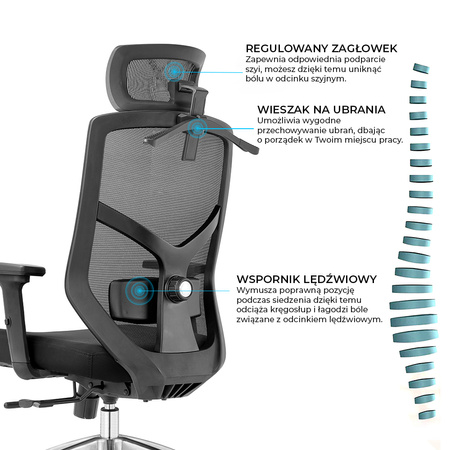 Fotel biurowy ergonomiczny Rosa niebieski ANGEL