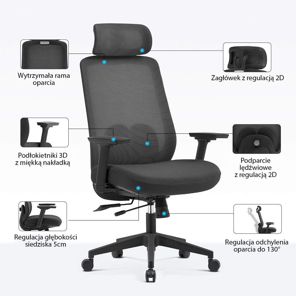 ANGEL runO - nylonowa podstawa 68 cm i kółka PU 60 mm