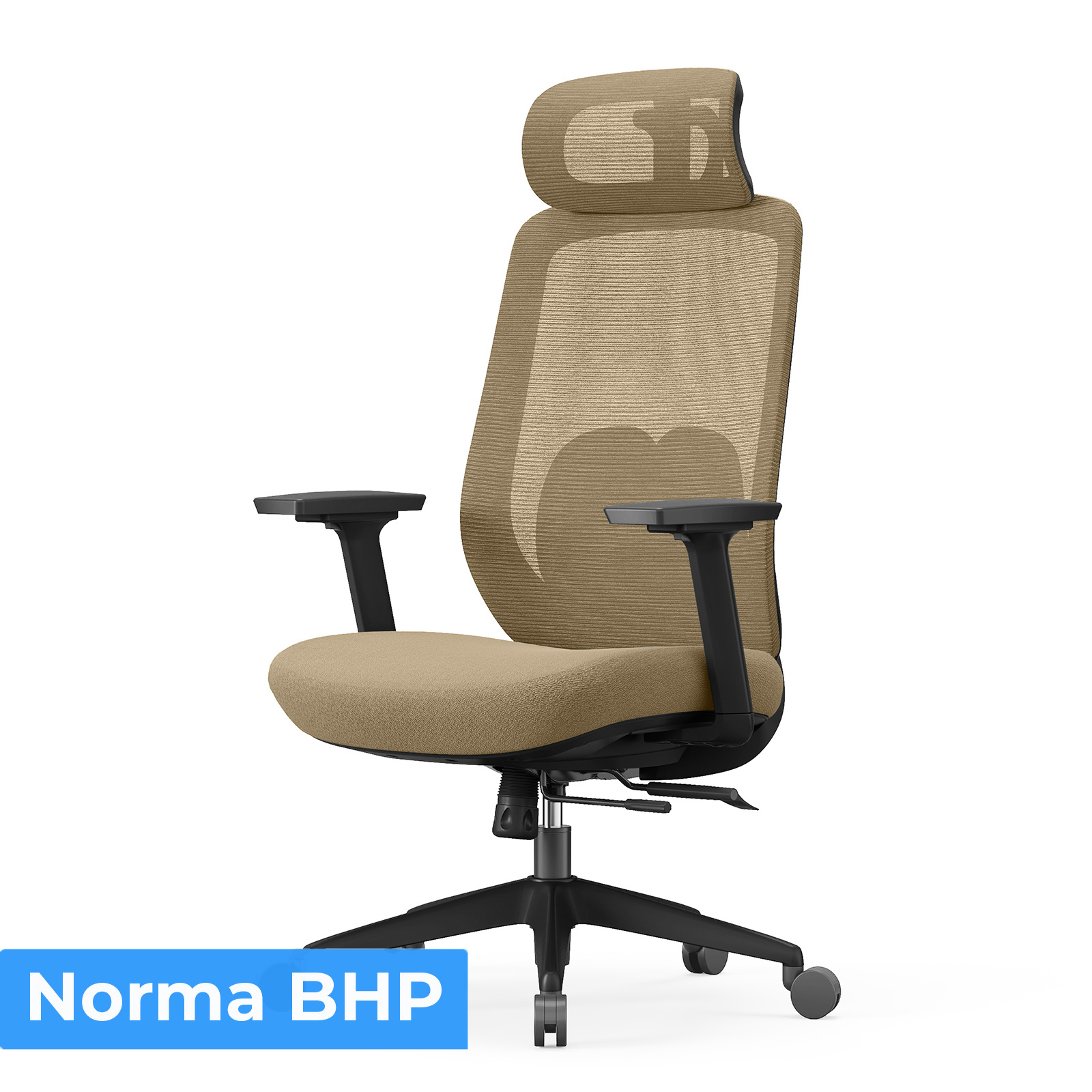 Fotel ergonomiczny ANGEL runO - czarny, wysokie oparcie z siatki, lędźwie 2D, zagłówek 2D, podłokietniki 3D