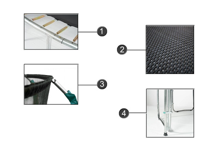 Trampolina Ogrodowa Jumpi 435cm/14FT Maxy Comfort Plus Czarna Z Wewnętrzną Siatką