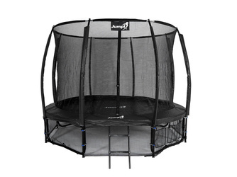 Trampolina Ogrodowa Jumpi 374cm/12FT Maxy Comfort Plus Czarna Z Wewnętrzną Siatką