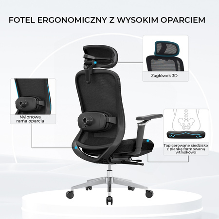 Fotel biurowy ergonomiczny ANGEL fizjO z funkcją masażu