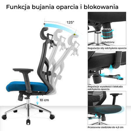 Fotel biurowy ergonomiczny Rosa niebieski ANGEL