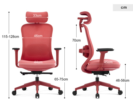 Fotel biurowy ergonomiczny ANGEL fizjO czerwony z funkcją masażu