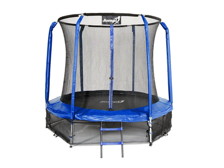 Trampolina Ogrodowa Jumpi 252cm/8FT Maxy Comfort Niebieska Z Wewnętrzną Siatką