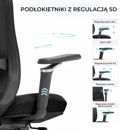 Fotel biurowy ergonomiczny ANGEL fizjO z funkcją masażu