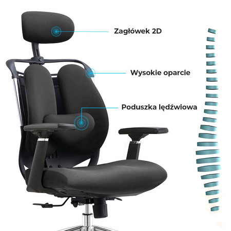 Fotel biurowy ergonomiczny ANGEL Stelio Czarny