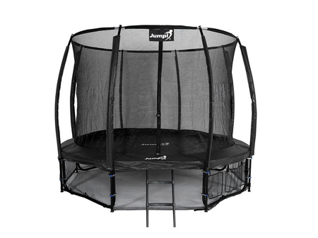 Trampolina Ogrodowa Jumpi 374cm/12FT Maxy Comfort Plus Czarna Z Wewnętrzną Siatką