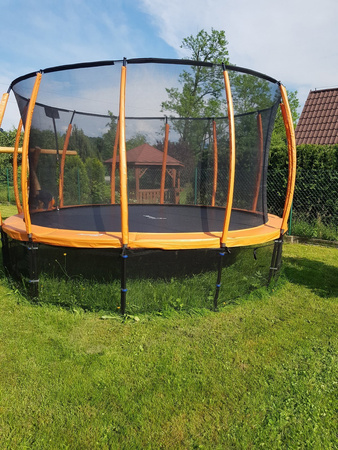 Trampolina Ogrodowa 487cm/16ft pomarańczowa Maxy Comfort Plus Z Wewnętrzną siatką
