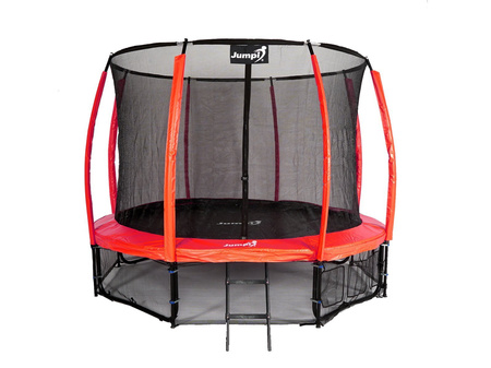 Trampolina Ogrodowa Jumpi 312cm/10FT Maxy Comfort Plus Czerwona Z Wewnętrzną Siatką