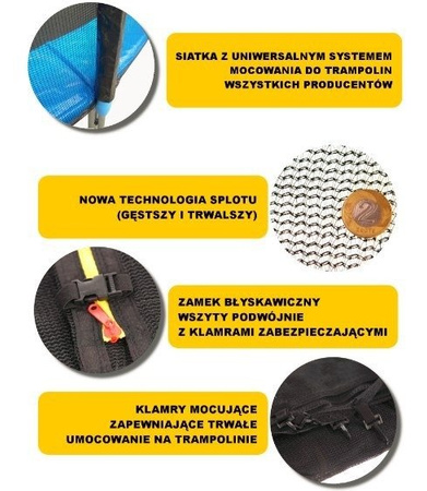 Siatka zewnętrzna do trampoliny 10ft/312cm 180cm na 6 słupków