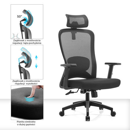 Fotel biurowy ergonomiczny ANGEL grOm