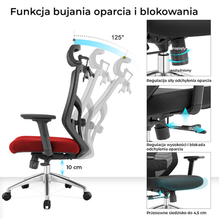 Fotel biurowy ergonomiczny Rosa czerwony ANGEL